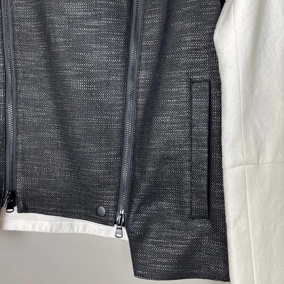 Tibi  Colorblock Moto Jacket Zip Up Long Sleeve Pockets Black/White - Picture 7 of 12